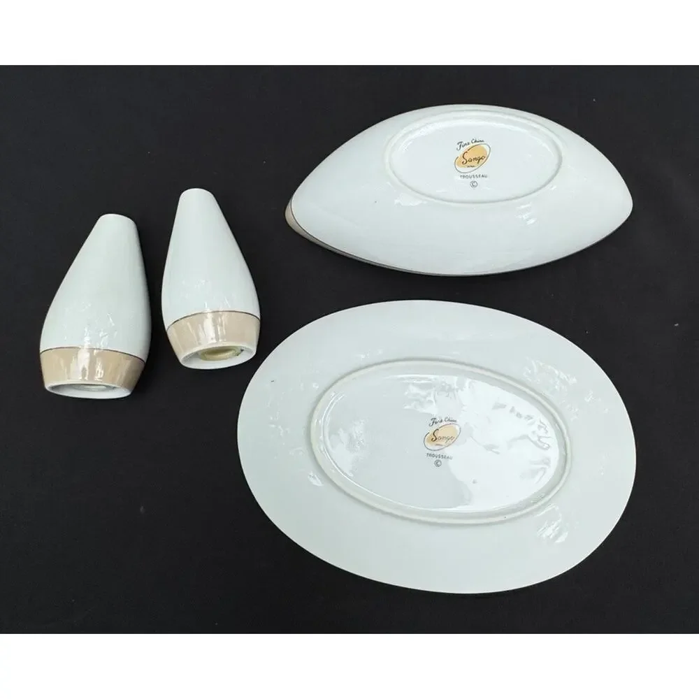 Vintage 1960’s Sango Trousseau China Gravy Boat & Salt Pepper Shakers EUC -A84